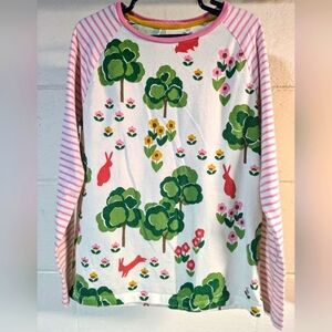 Mini Boden Whimsical Bunny Print Long Sleeve Easter Shirt